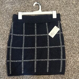 A New Day Navy and White Checkered Pencil Skirt